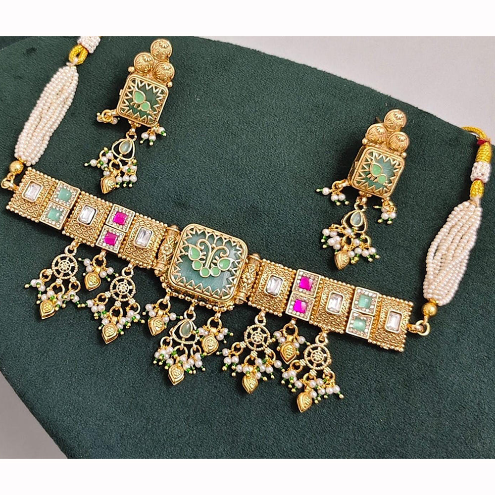 Manisha Jewellery Royal Sparkle Pota Kundan And Pearl Necklace Set