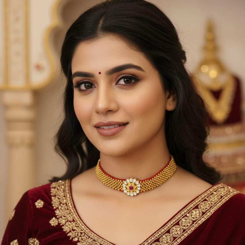 Manisha Jewellery Elegant Pota And Austrian Stone Designer Choker Necklace