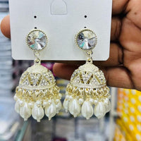 Manisha Jewellery Antique Finish Austrian Stone Pearl Jhumki Earrings