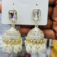 Manisha Jewellery Antique Finish Austrian Stone Pearl Jhumki Earrings