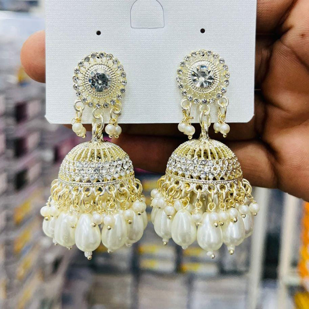 Manisha Jewellery Antique Finish Austrian Stone Pearl Jhumki Earrings
