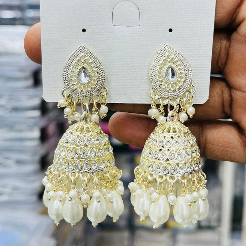 Manisha Jewellery Antique Finish Austrian Stone Pearl Jhumki Earrings