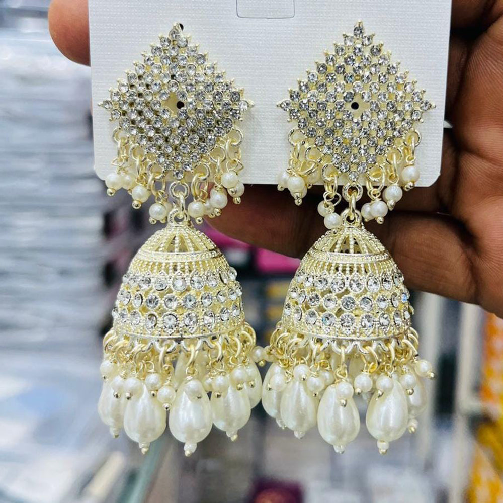 Manisha Jewellery Antique Finish Austrian Stone Pearl Jhumki Earrings