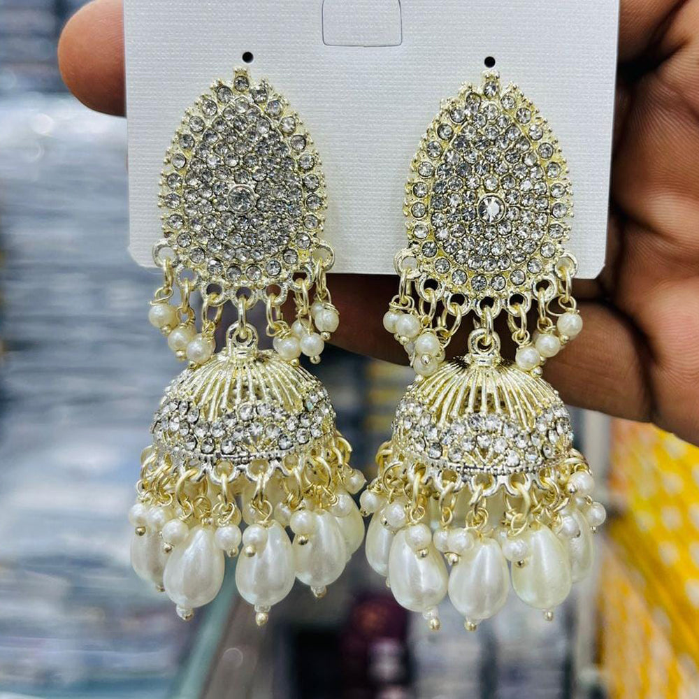 Manisha Jewellery Antique Finish Austrian Stone Pearl Jhumki Earrings