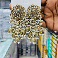 Manisha Jewellery Antique Finish Crystal Stone Pearl Jhumki Earrings