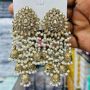 Manisha Jewellery Antique Finish Crystal Stone Pearl Jhumki Earrings
