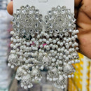 Manisha Jewellery Elegant Rhodium Polish Kundan Stone Pearl Jhumki Earrings 