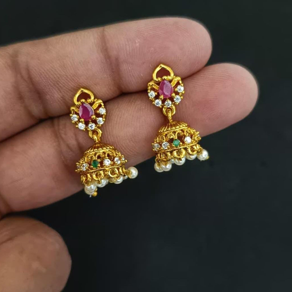 Manisha Jewellery Antique Finish Austrian Stone Pearl Jhumki Earrings