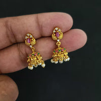 Manisha Jewellery Antique Finish Austrian Stone Pearl Jhumki Earrings