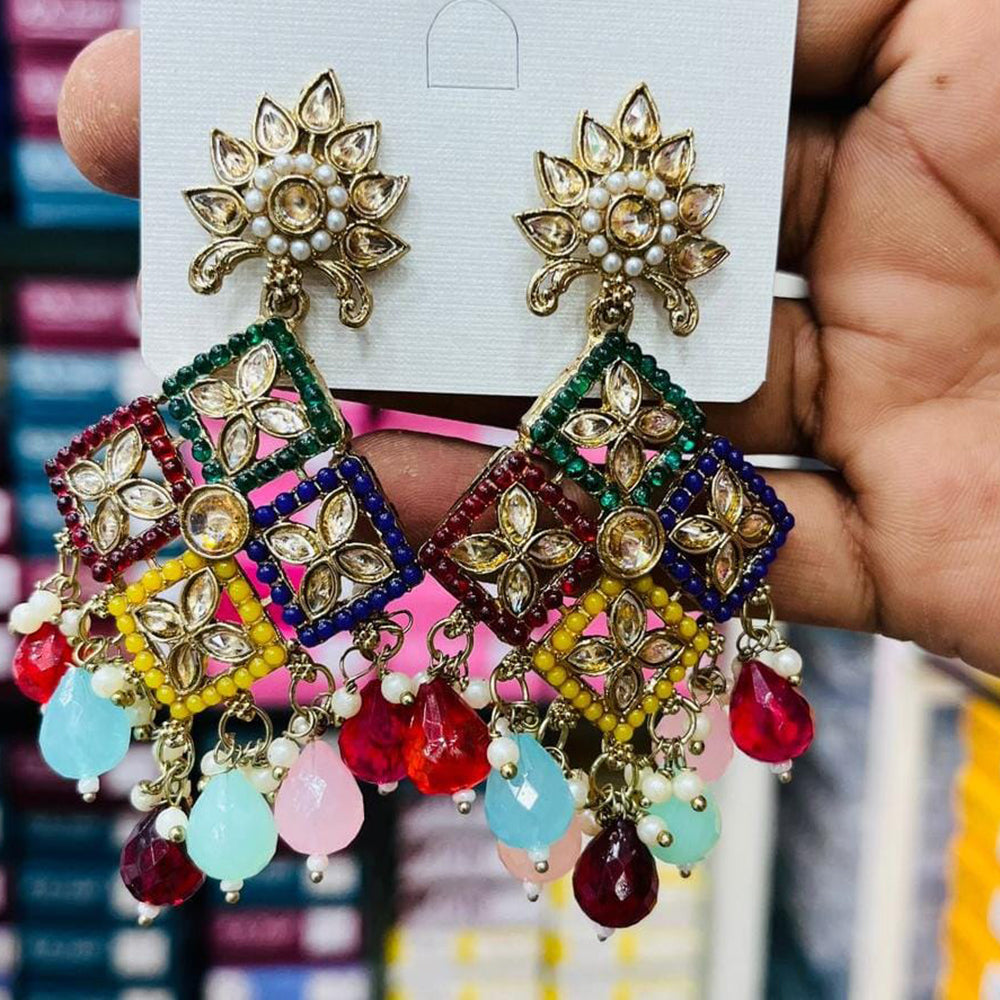 Manisha Jewellery Trendy Crystal Stone And Multicolor Pearl Hanging Earrings