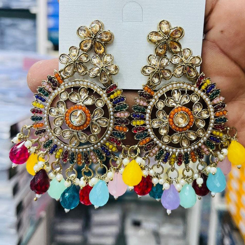 Manisha Jewellery Trendy Crystal Stone And Multicolor Pearl Hanging Earrings