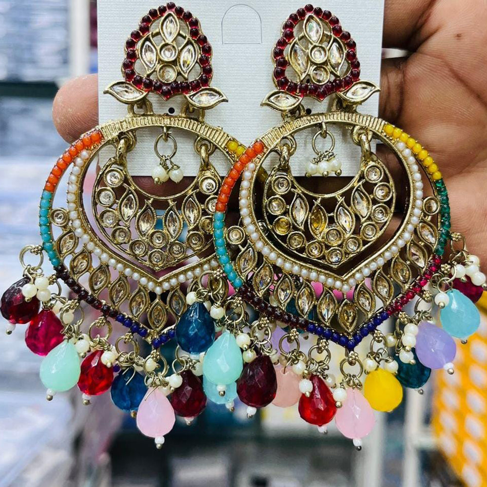 Manisha Jewellery Trendy Crystal Stone And Multicolor Pearl Hanging Earrings