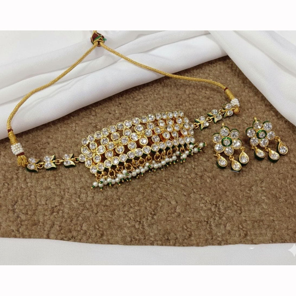 Manisha Jewellery Premium Austrian Stone And Pearl Choker Necklace Set