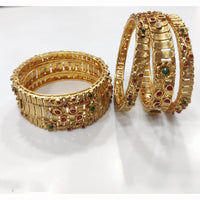 Manisha Jewellery Premium Pota Stone And Pearl Bangles Set 