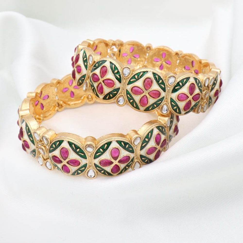 Manisha Jewellery Premium Kundan Stone And Meenakari Bangles Set