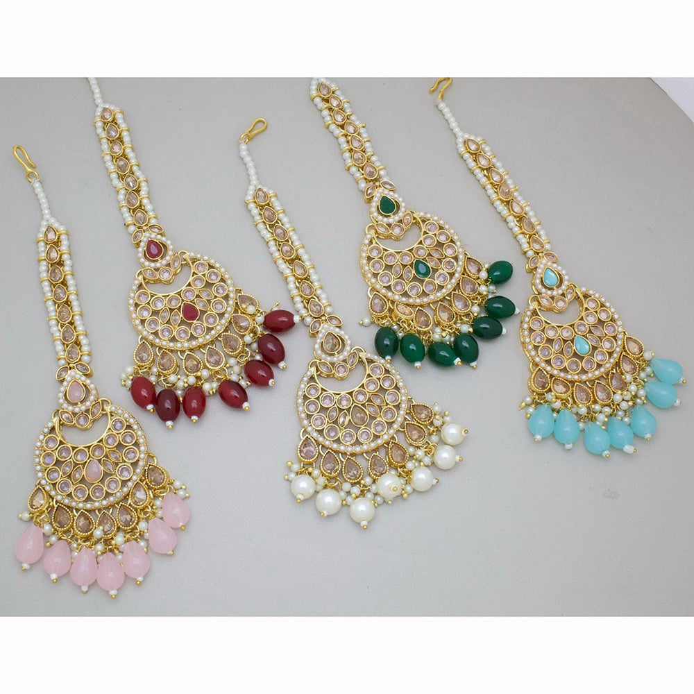 Manisha Jewellery Classic Crystal Stone And Pearl Maangtikka