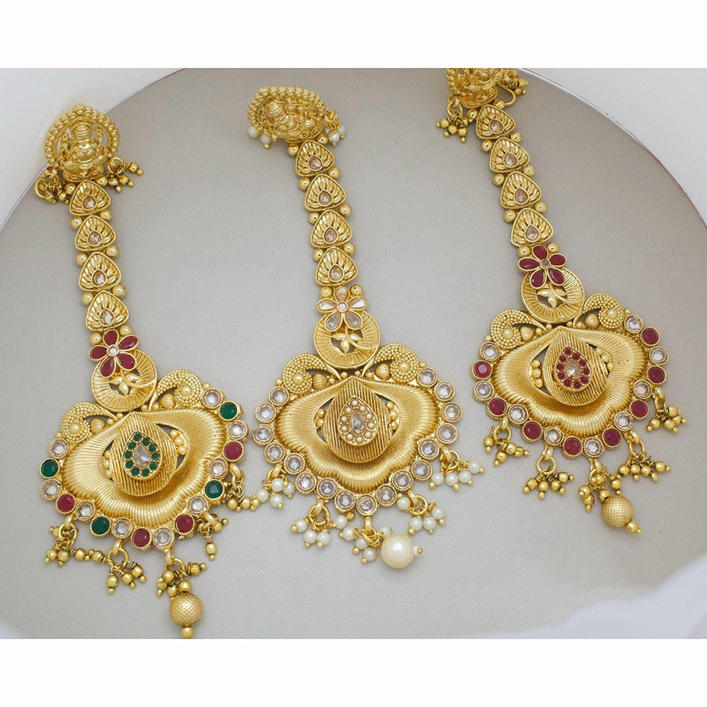 Manisha Jewellery Classic Pota Stone And Pearl Maangtikka