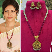 Manisha Jewellery Classic Temple With Pota Stone And Pearls Necklace Set