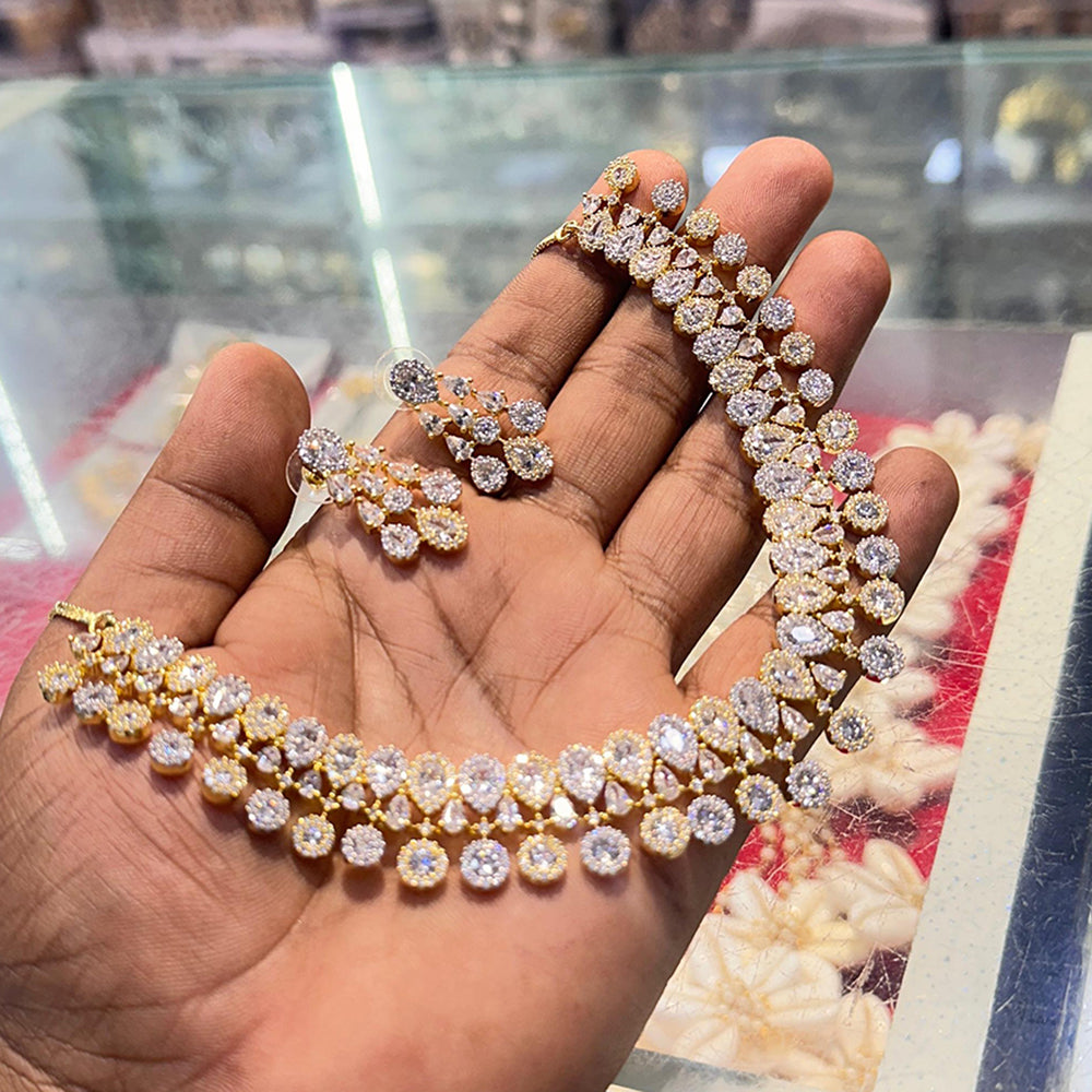 Manisha Jewellery Royal Look American Daimond Necklace Set 