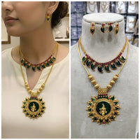 Manisha Jewellery Designer Pota Stone And Meenakari Twin Necklace Set