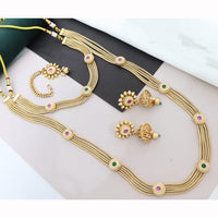 Manisha Jewellery Designer Pota Stone Twin Necklace Set