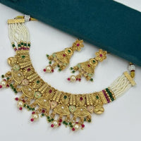 Manisha Jewellery Traditional Pota Stone And Pearl Meenakari Necklace Set