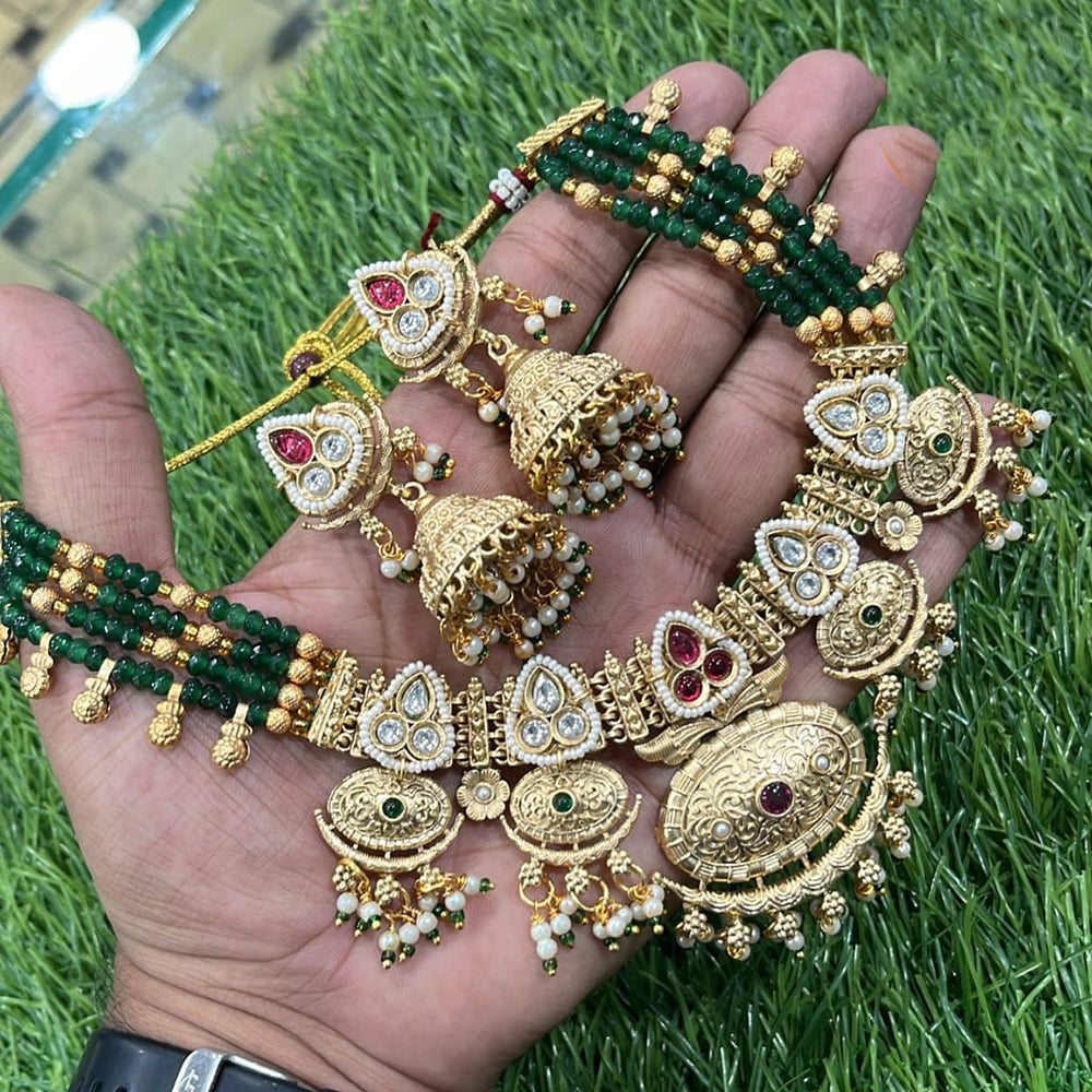 Manisha Jewellery Royal Look Pota Stone Pearl And Beads Necklace Set