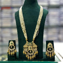 Manisha Jewellery Traditional Pota Stone And Pearl Meenakari Long Necklace Set