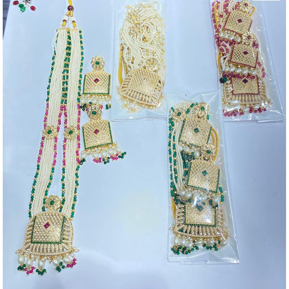 Manisha Jewellery Crystal Stone Pearl And Beads Long Designer Necklace Set