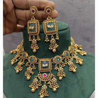 Manisha Jewellery Traditional Pota Stone Pearl Choker Necklace Set