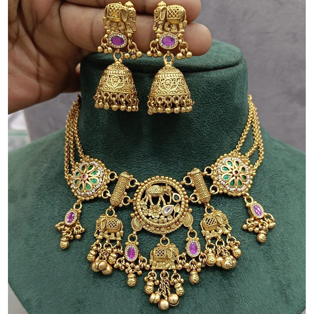 Manisha Jewellery Traditional Pota Stone Pearl Choker Necklace Set