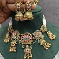 Manisha Jewellery Traditional Pota Stone Pearl Choker Necklace Set