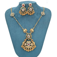 Manisha Jewellery Antique Finish Pota Stone And Pearl Necklace Set