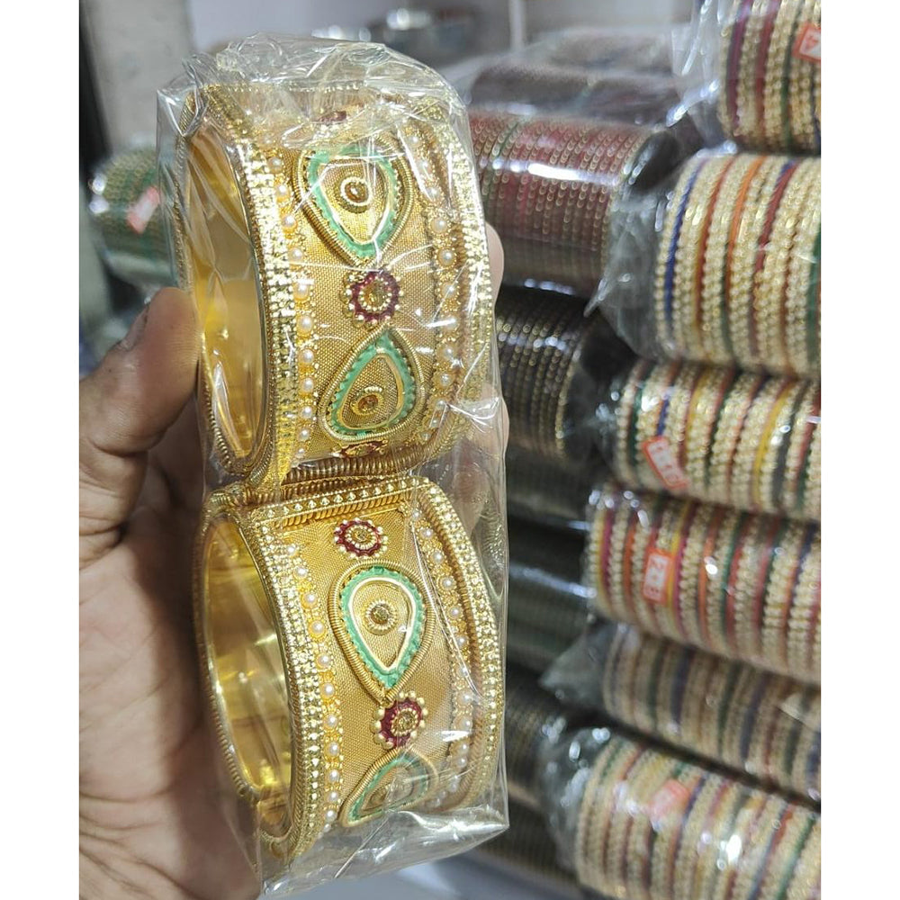 Manisha Jewellery Royal Meenakari Pearl Openable Bangles Set