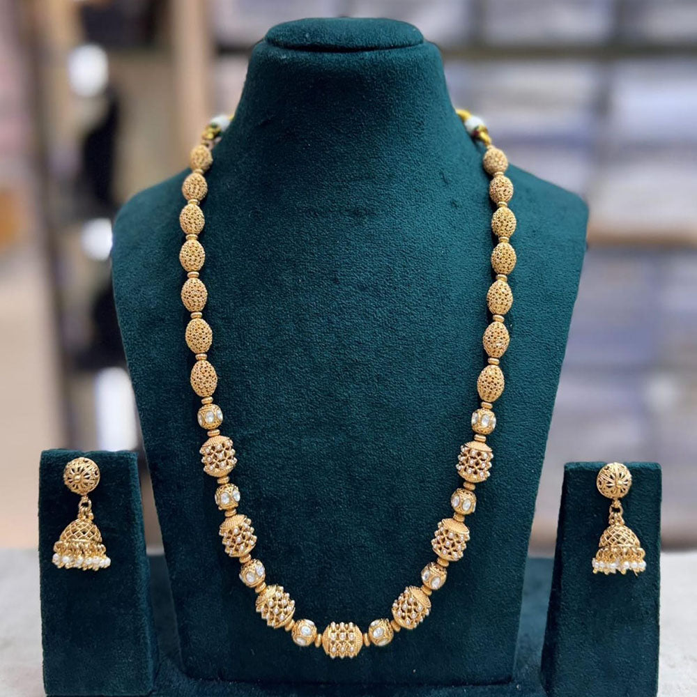 Manisha Jewellery Elegant Pota Stone And Beaded Long Necklace Set