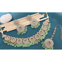 Manisha Jewellery Sparkling Crystal Stone And Pearl Choker Necklace Set