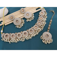 Manisha Jewellery Sparkling Crystal Stone And Pearl Choker Necklace Set