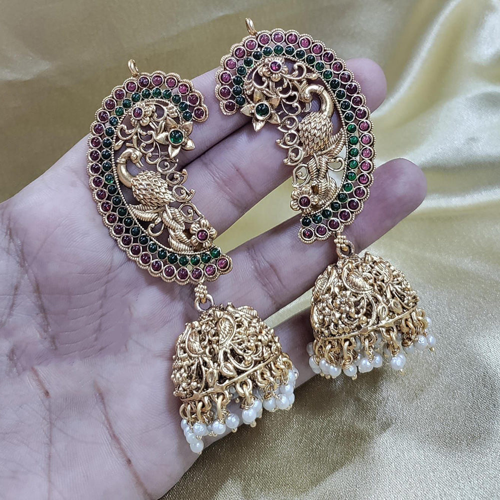Manisha Jewellery Royal Pota Stone And Pearl Jhumki Earrings