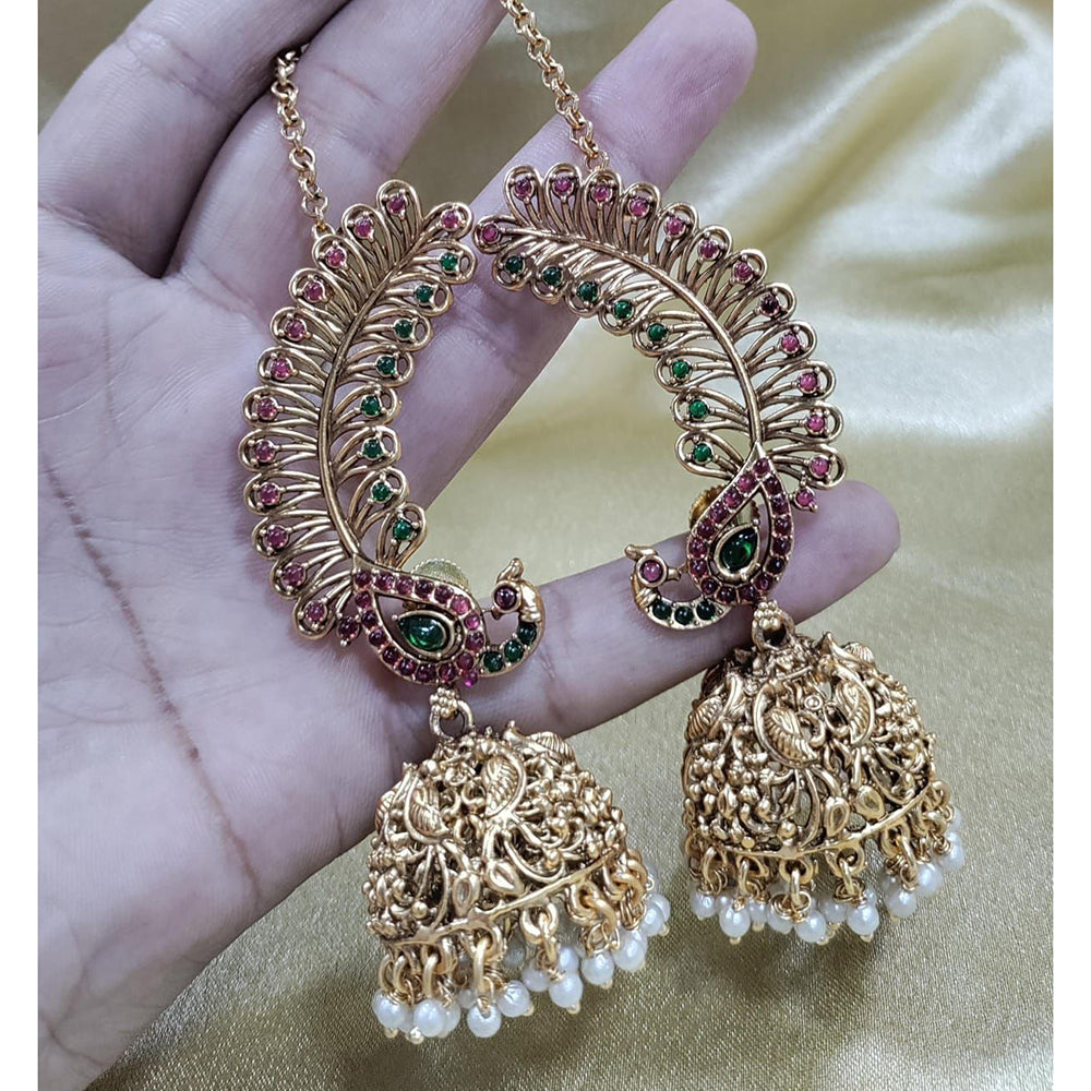 Manisha Jewellery Royal Pota Stone And Pearl Jhumki Earrings