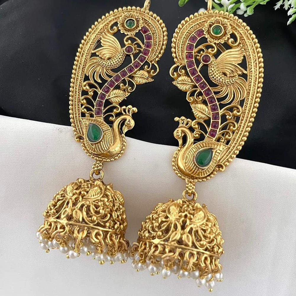 Manisha Jewellery Traditional Pota Stone And Pearl Earcuff Jhumki 