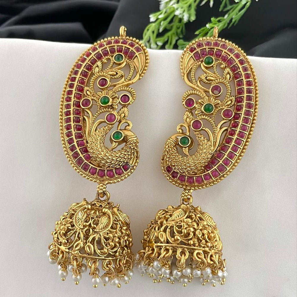 Manisha Jewellery Traditional Pota Stone And Pearl Earcuff Jhumki 