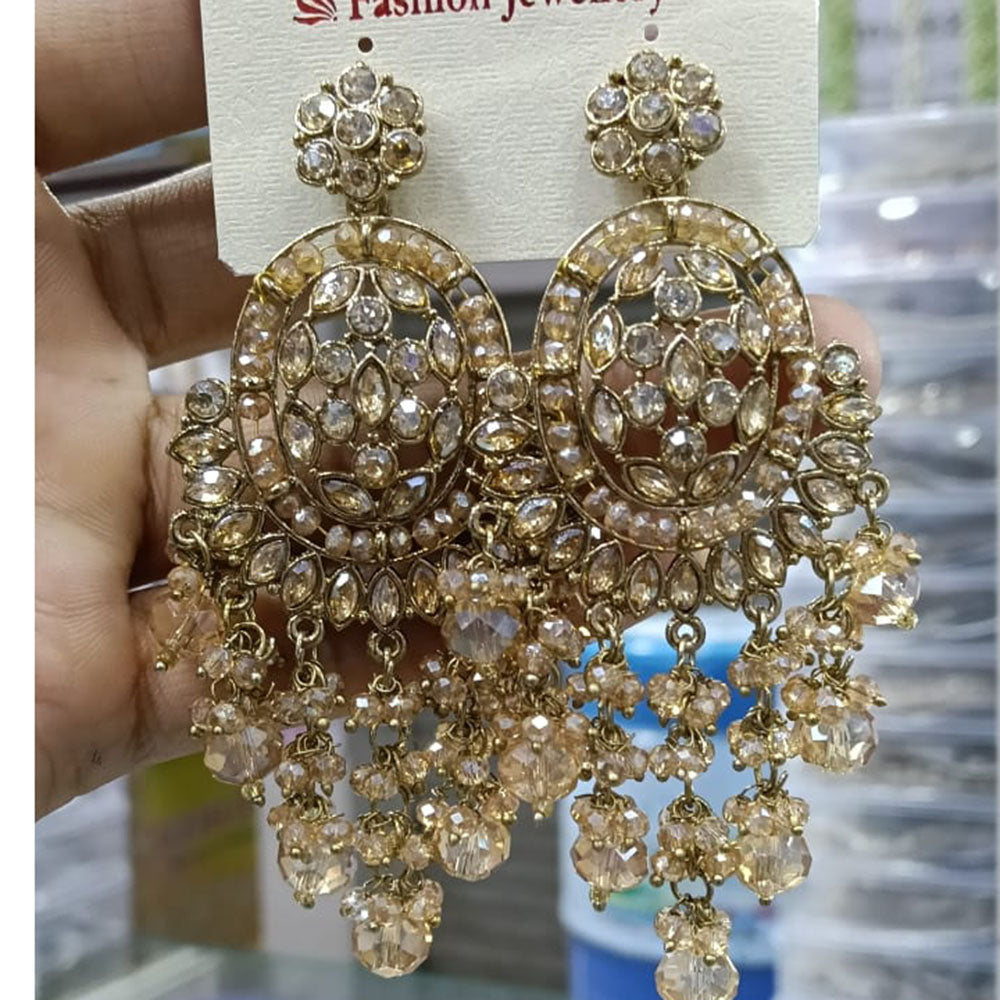 Manisha Jewellery Designer Crystal Stone And Pearl Danglers Earrings