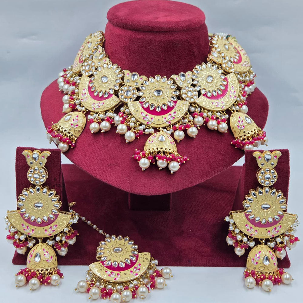 Manisha Jewellery Designer Kundan Stone And Meenakari Choker Necklace Set