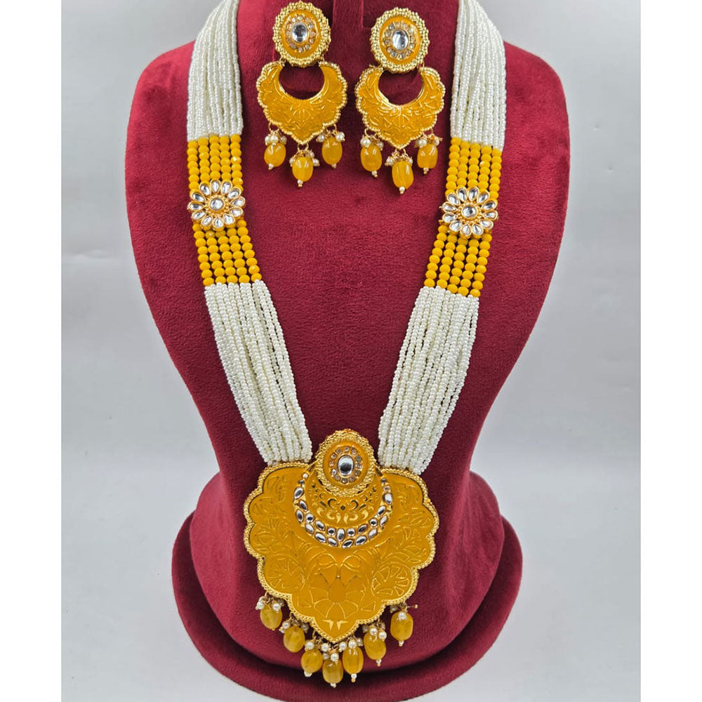 Manisha Jewellery Designer Kundan Stone And Meenakari Long Necklace Set