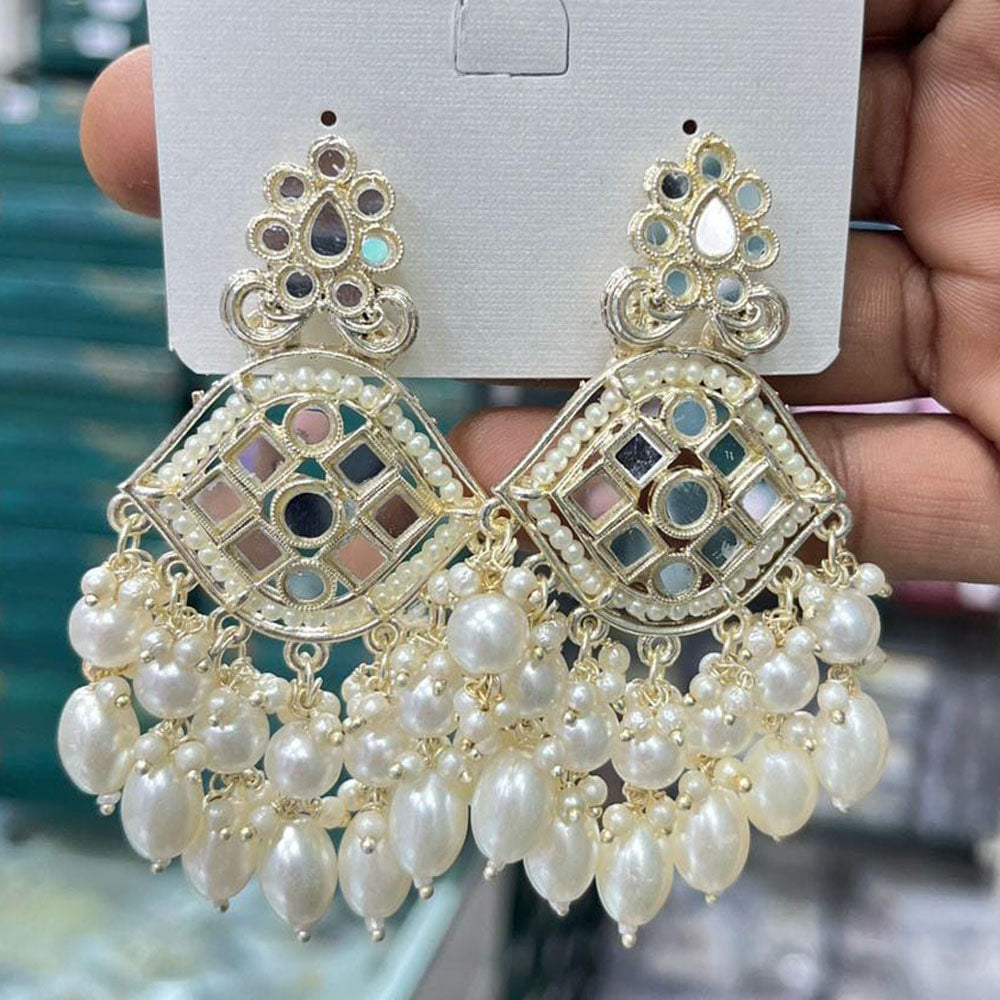 Manisha Jewellery Heritage Mirror Work Pearl Ethnic Dangler Earrings