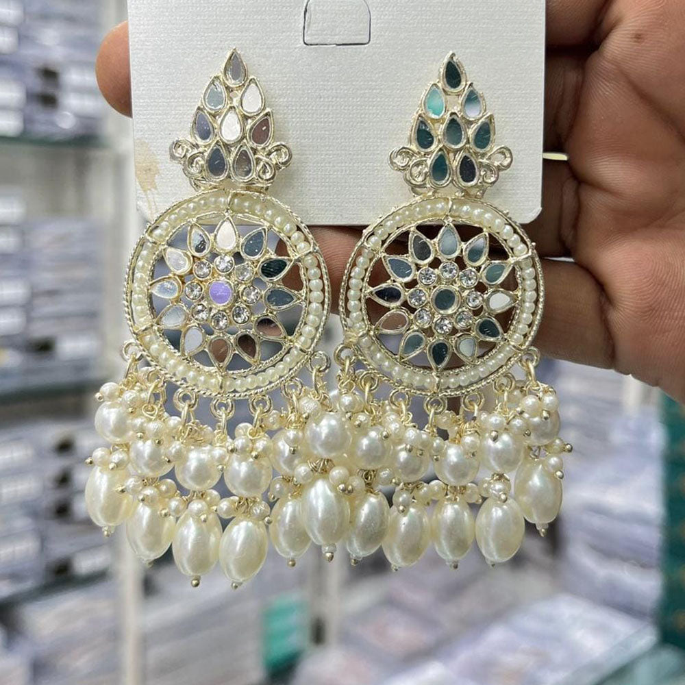Manisha Jewellery Heritage Mirror Work Pearl Ethnic Dangler Earrings