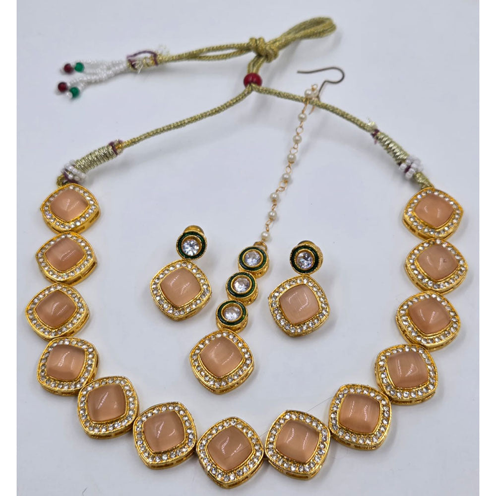 Manisha Jewellery Royal Austrian And Pota Stone Necklace Set