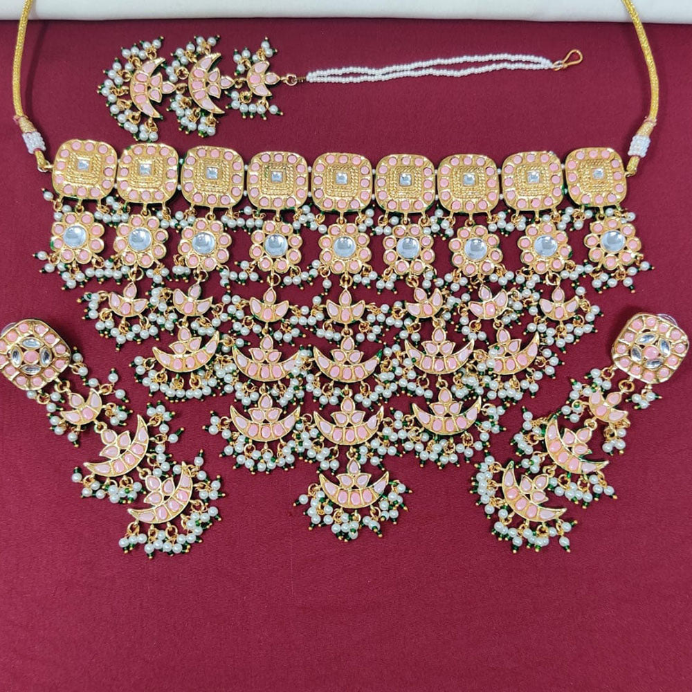Manisha Jewellery Royal Pota Stone And Pearl Choker Necklace Set