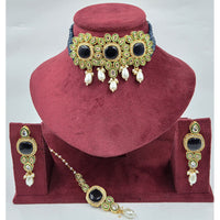 Manisha Jewellery Royal Austrian And Pota Stone Beads Choker Necklace Set