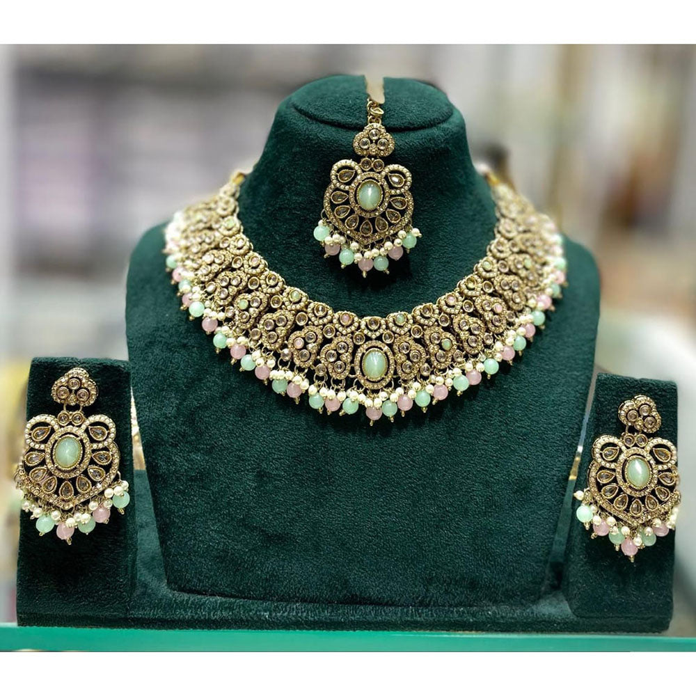 Manisha Jewellery Royal Crystal Stone Pearl And Beads Necklace Set